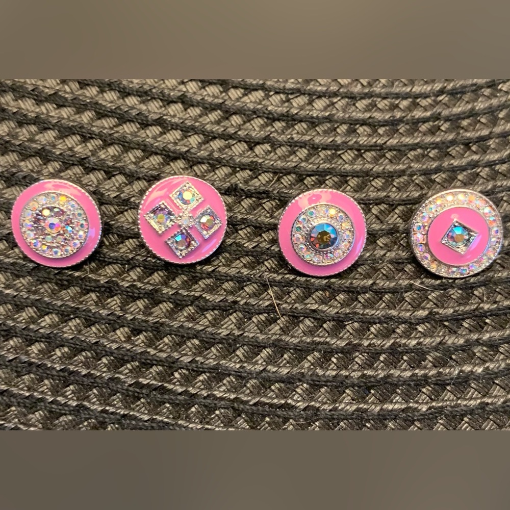 Set of 4 Style Dots - pink with Crystals